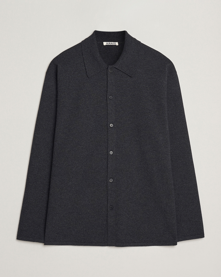 Men | Sweaters & Knitwear | Auralee | Wool Knit Shirt Cardigan Charcoal