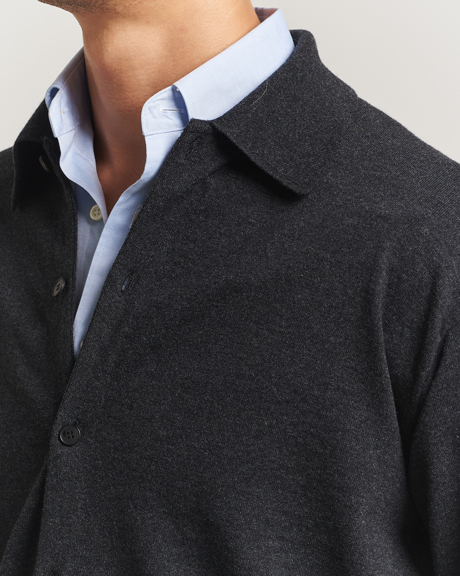 Men | Sweaters & Knitwear | Auralee | Wool Knit Shirt Cardigan Charcoal