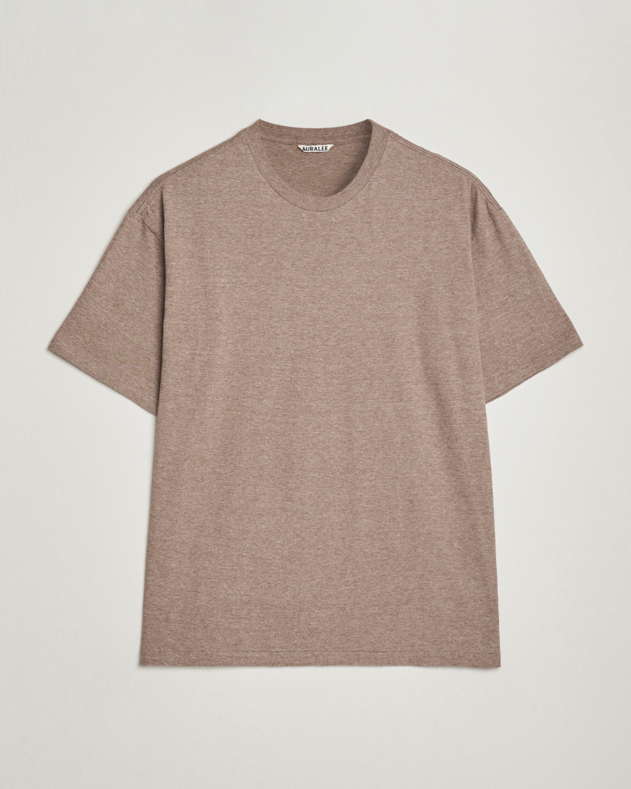 Men | T-Shirts | Auralee | Seamless Crew Neck T-Shirt Top Brown