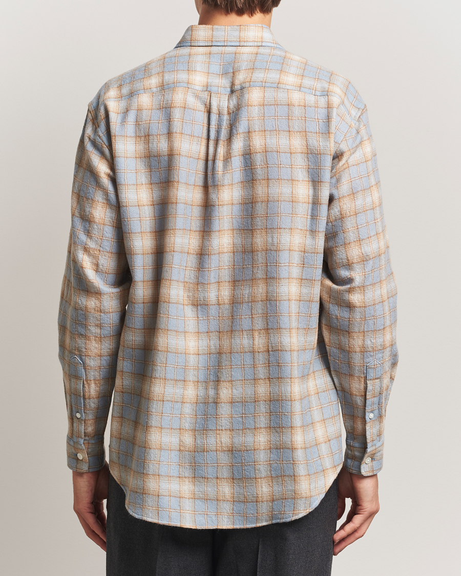Men | Shirts | Auralee | Airy Wool Check Shirt Blue/Beige
