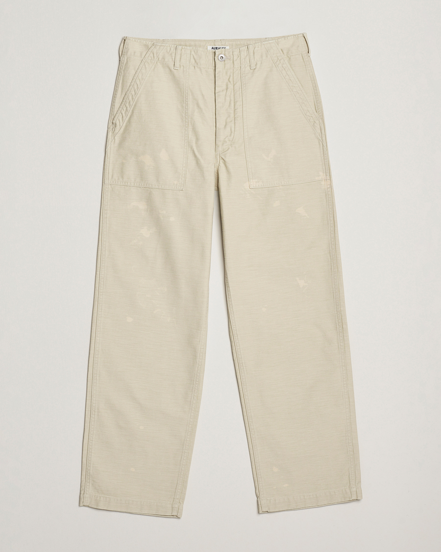 Men | Trousers | Auralee | Bleached Satin Baker Pants Ivory