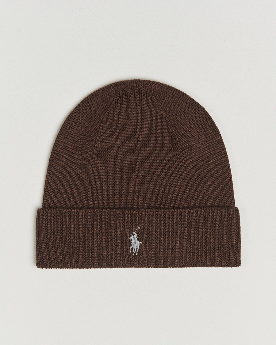 Men | Beanies | Polo Ralph Lauren | Merino Beanie Brown Melange