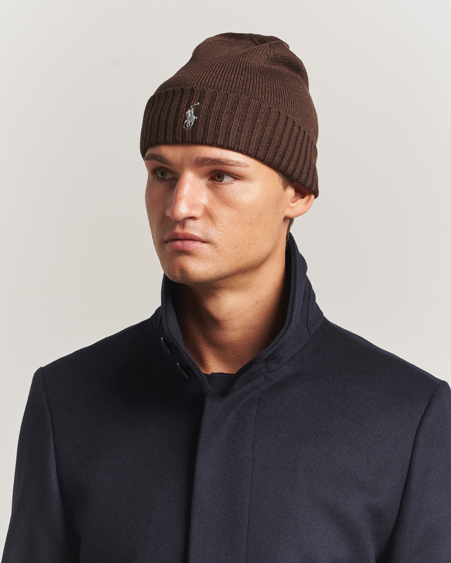 Men | Beanies | Polo Ralph Lauren | Merino Beanie Brown Melange