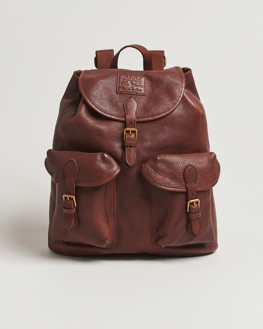 Men | Bags | Polo Ralph Lauren | Washed Heritage Leather Backpack British Tan