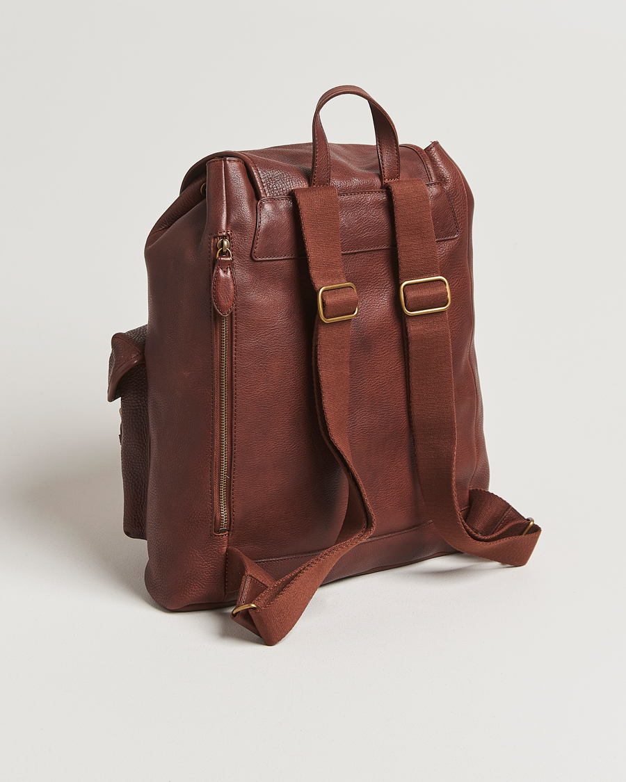 Men | Bags | Polo Ralph Lauren | Washed Heritage Leather Backpack British Tan