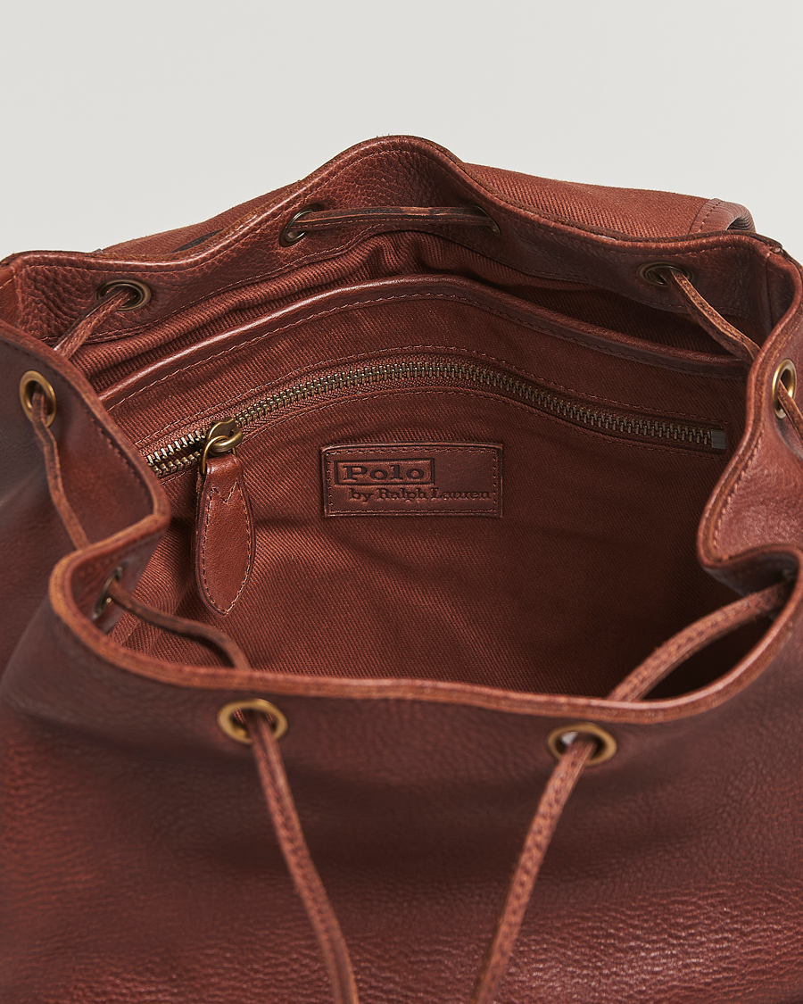 Men | Bags | Polo Ralph Lauren | Washed Heritage Leather Backpack British Tan