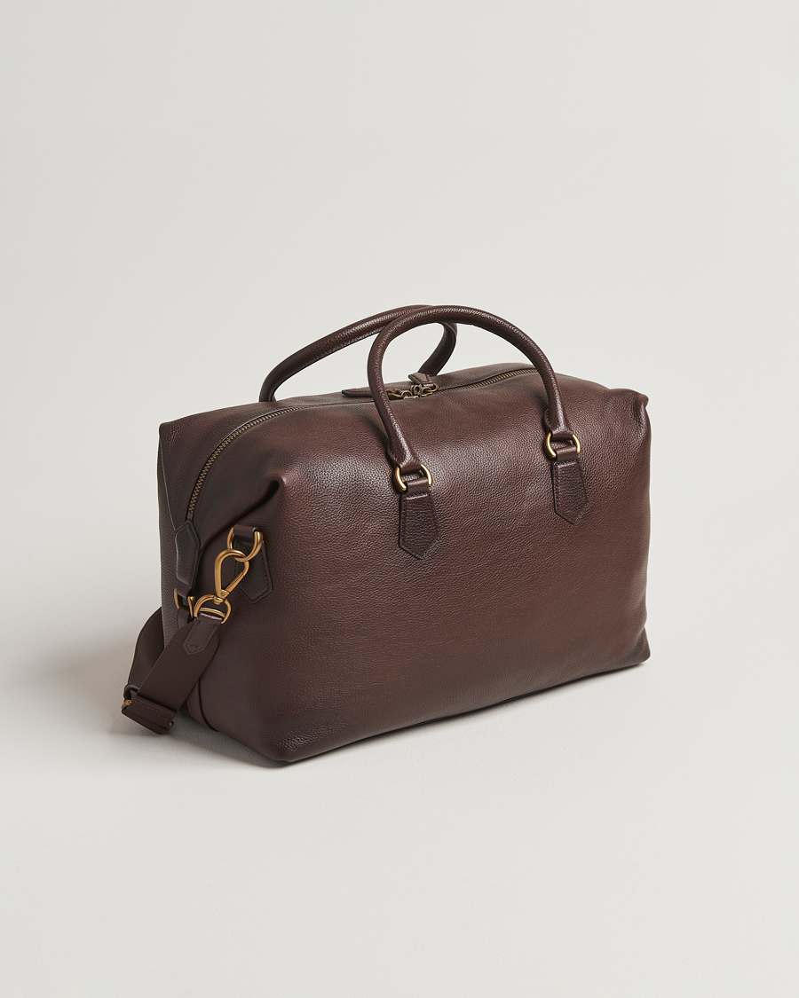 Men | Bags | Polo Ralph Lauren | Pebble Leather Duffle Bag Dark Brown
