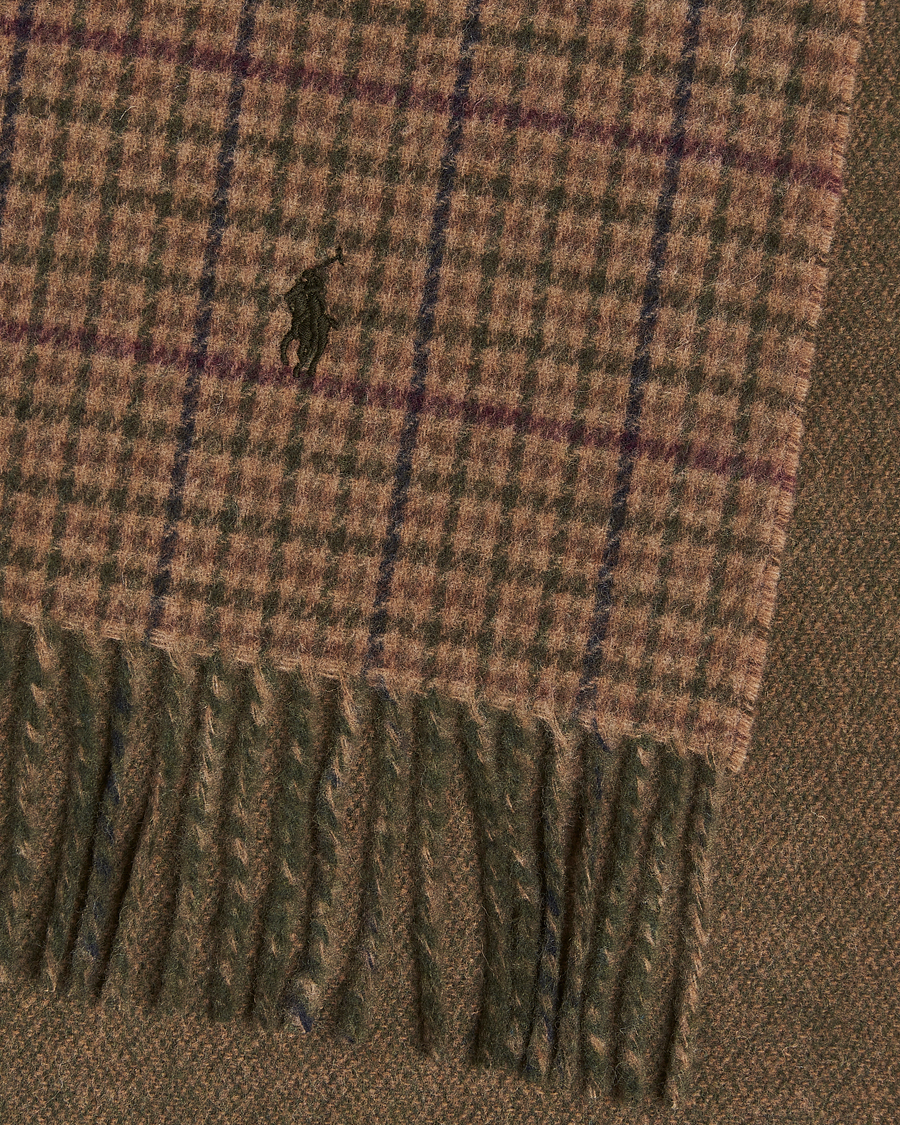 Men | Scarves | Polo Ralph Lauren | Wool Blend Scarf Olive Check