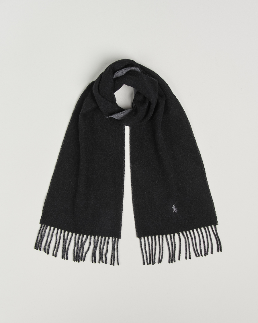 Men | Polo Ralph Lauren Reversible Wool Scarf Polo Black/Grey | Polo Ralph Lauren | Reversible Wool Scarf Polo Black/Grey