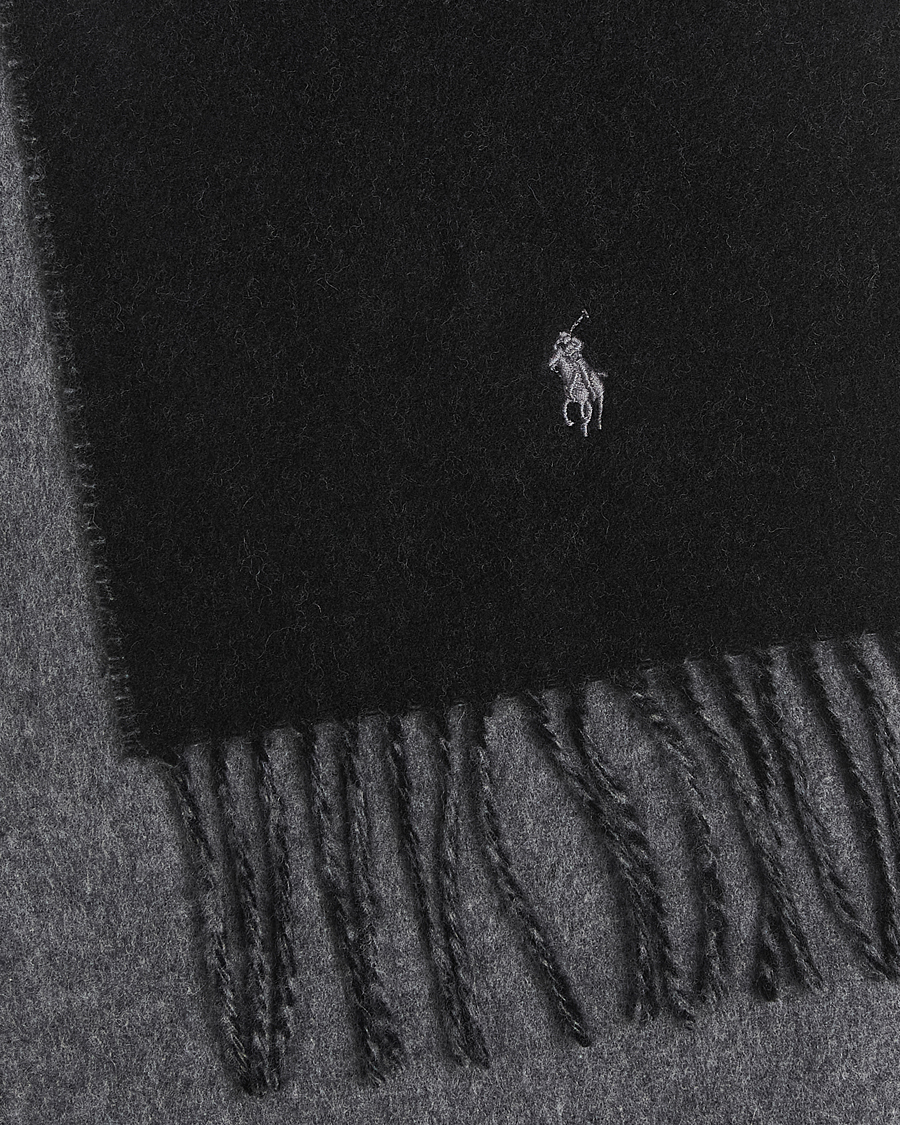 Men | Scarves | Polo Ralph Lauren | Reversible Wool Scarf Polo Black/Grey