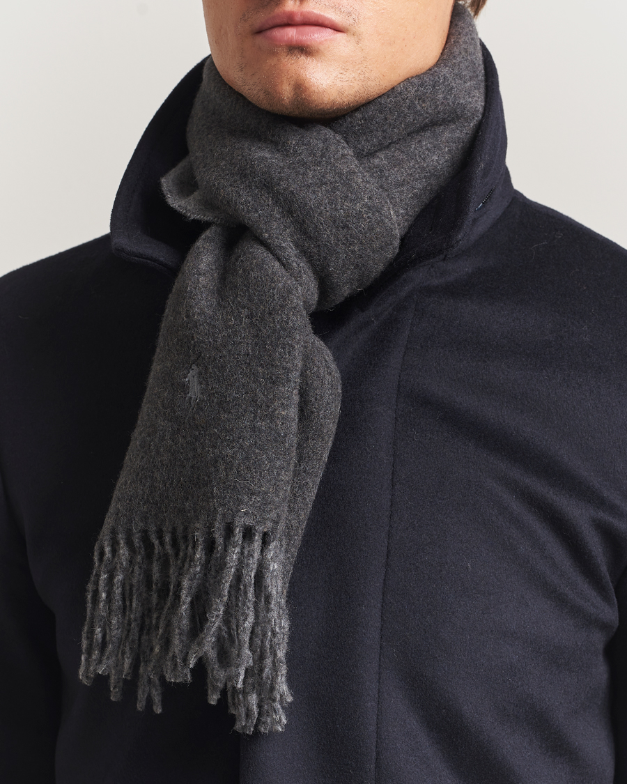 Men | Scarves | Polo Ralph Lauren | Reversible Wool Scarf Grey Heather