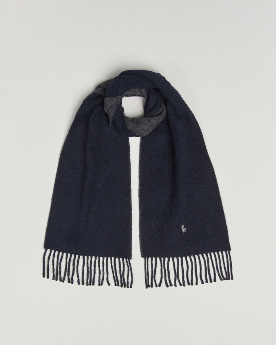 Men | Scarves | Polo Ralph Lauren | Reversible Wool Scarf Navy/Charcoal