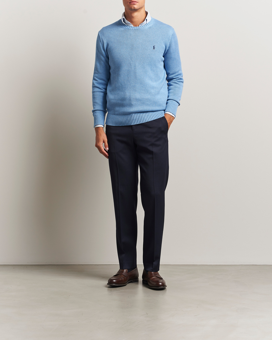 Men | Sweaters & Knitwear | Polo Ralph Lauren | Cotton Crew Neck Sweater Soft Royal Heather