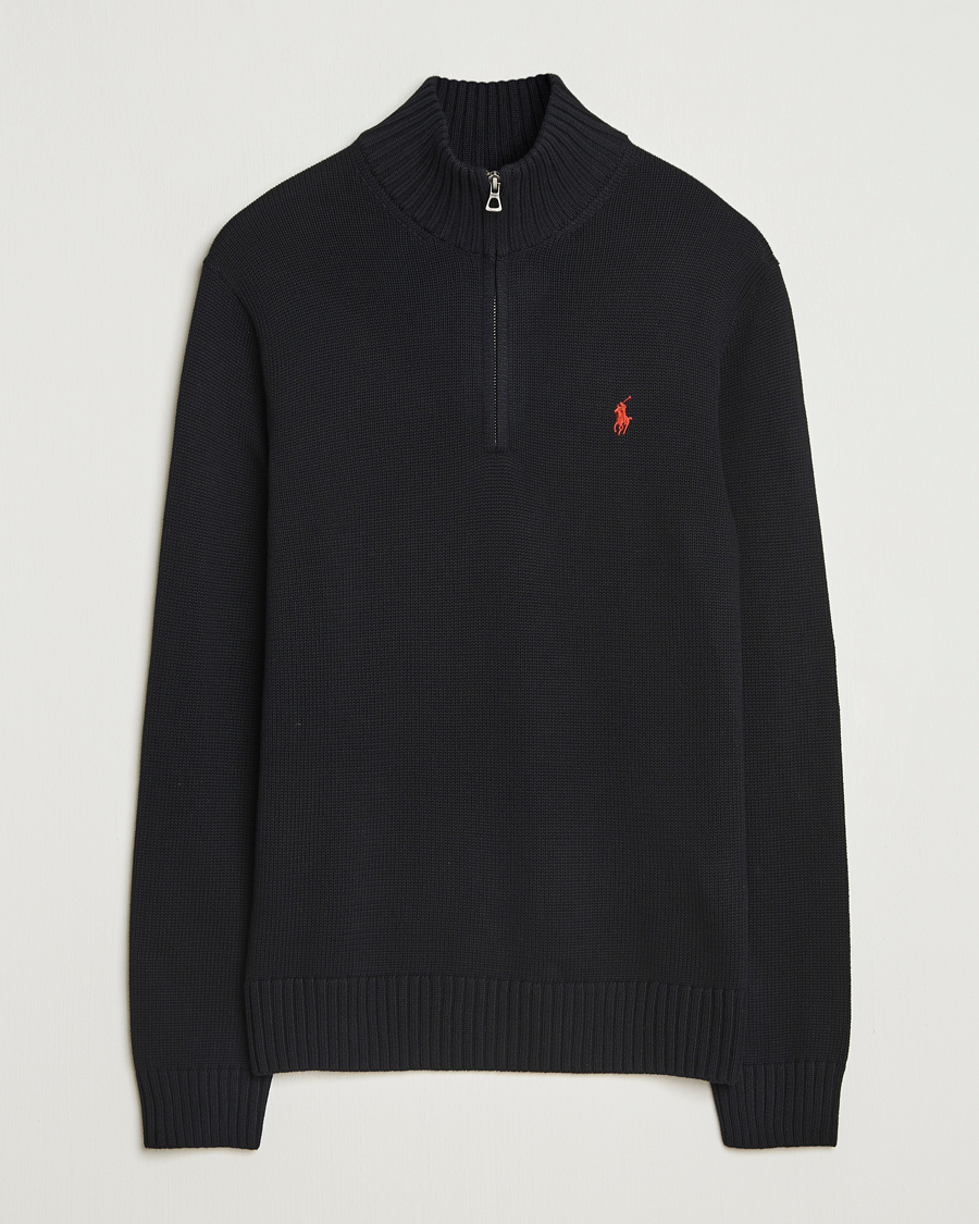 Men | Sweaters & Knitwear | Polo Ralph Lauren | Cotton Pullover Half-Zip Polo Black