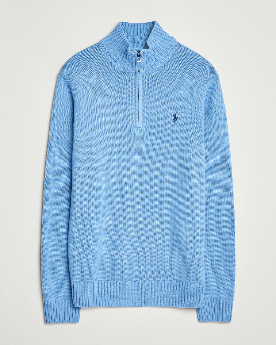 Men | Sweaters & Knitwear | Polo Ralph Lauren | Cotton Pullover Half Zip Soft Royal Heather