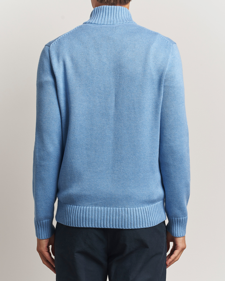 Men | Sweaters & Knitwear | Polo Ralph Lauren | Cotton Pullover Half Zip Soft Royal Heather