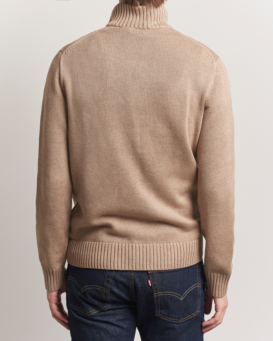 Men | Sweaters & Knitwear | Polo Ralph Lauren | Cotton Pullover Half-Zip Bronze Melange