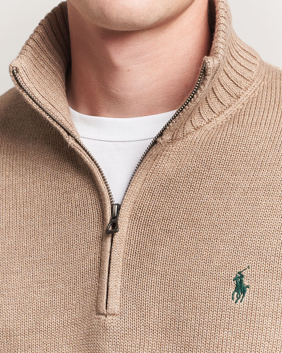 Men | Sweaters & Knitwear | Polo Ralph Lauren | Cotton Pullover Half-Zip Bronze Melange