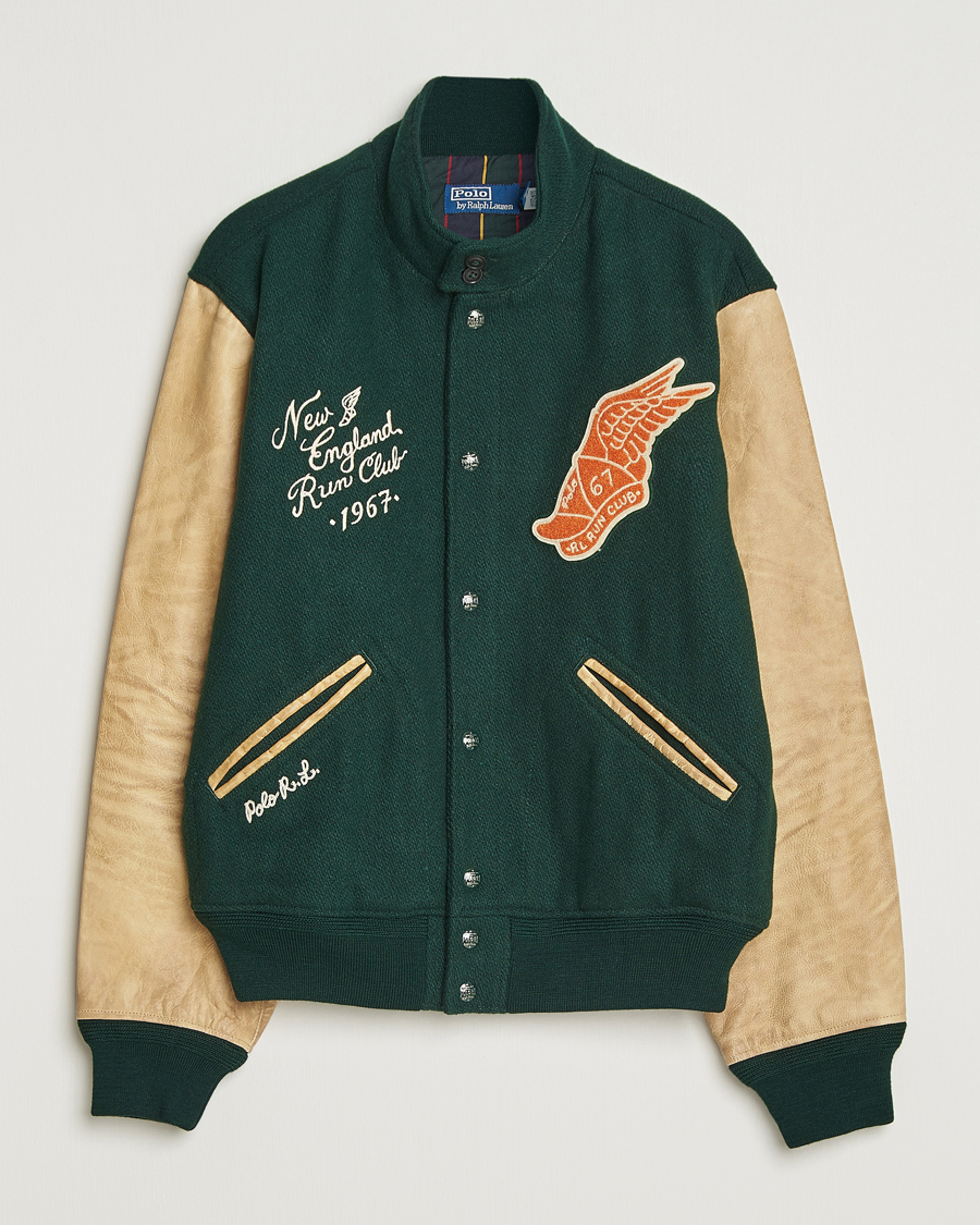 Men | Coats & Jackets | Polo Ralph Lauren | Varsity Wool/Leather Bomber Jacket Churchill Green