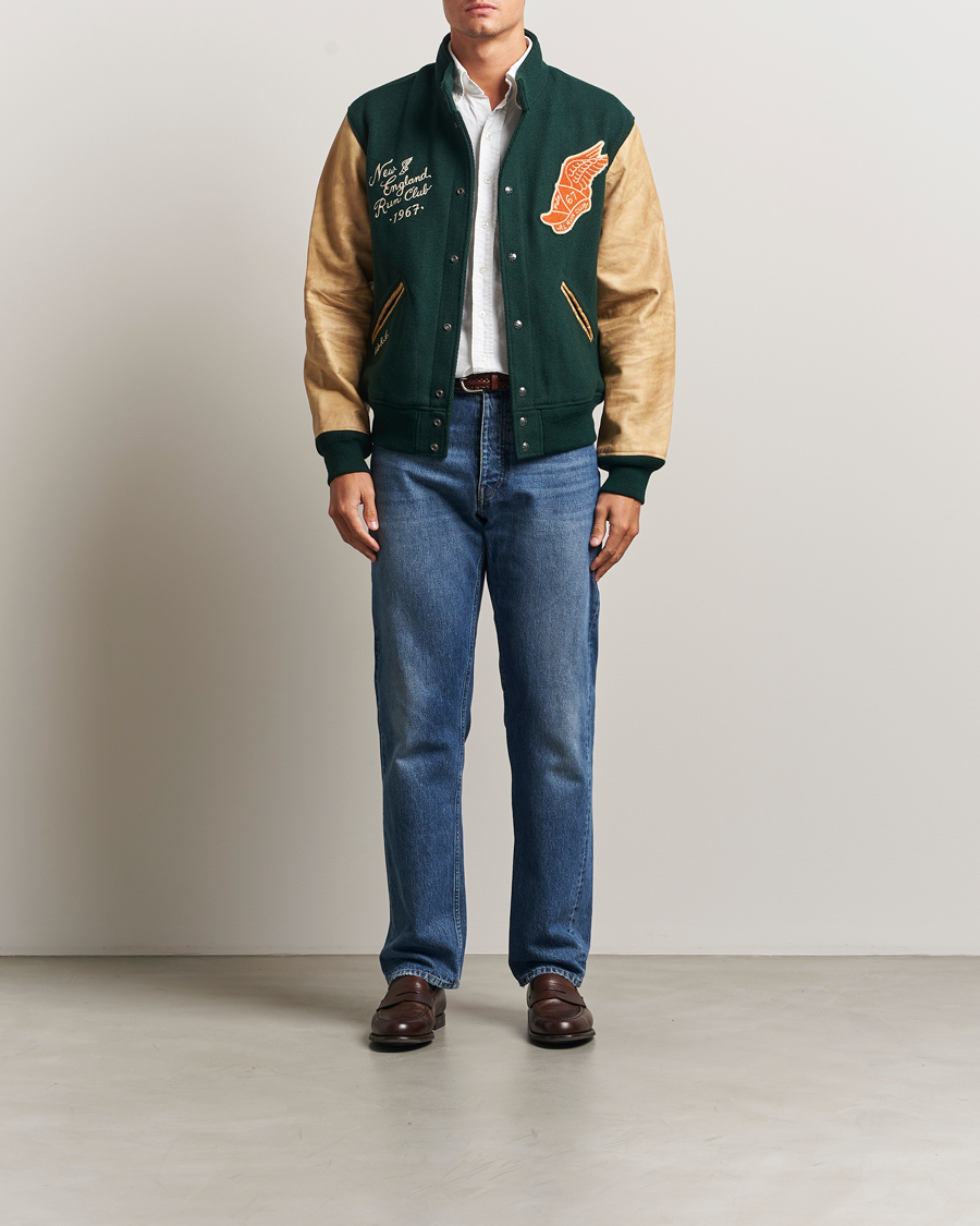 Men | Coats & Jackets | Polo Ralph Lauren | Varsity Wool/Leather Bomber Jacket Churchill Green