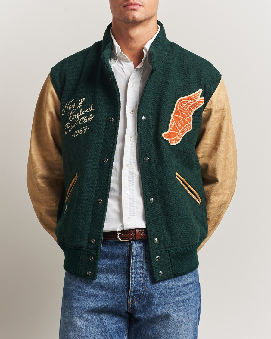 Men | Coats & Jackets | Polo Ralph Lauren | Varsity Wool/Leather Bomber Jacket Churchill Green