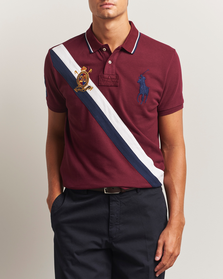 Men | Polo Shirts | Polo Ralph Lauren | Diagonal Stripe Big Pony Polo Classic Wine