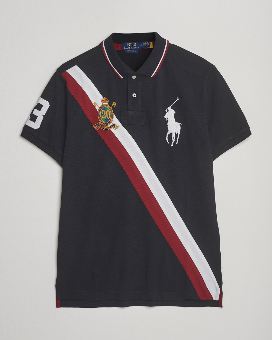 Men | Polo Shirts | Polo Ralph Lauren | Diagonal Stripe Big Pony Polo Polo Black
