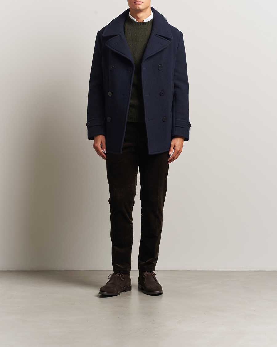Men | Coats & Jackets | Polo Ralph Lauren | Lightweight Melton Peacoat Navy
