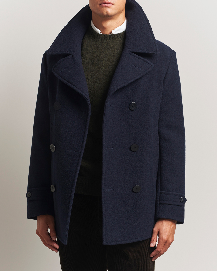 Men | Coats & Jackets | Polo Ralph Lauren | Lightweight Melton Peacoat Navy