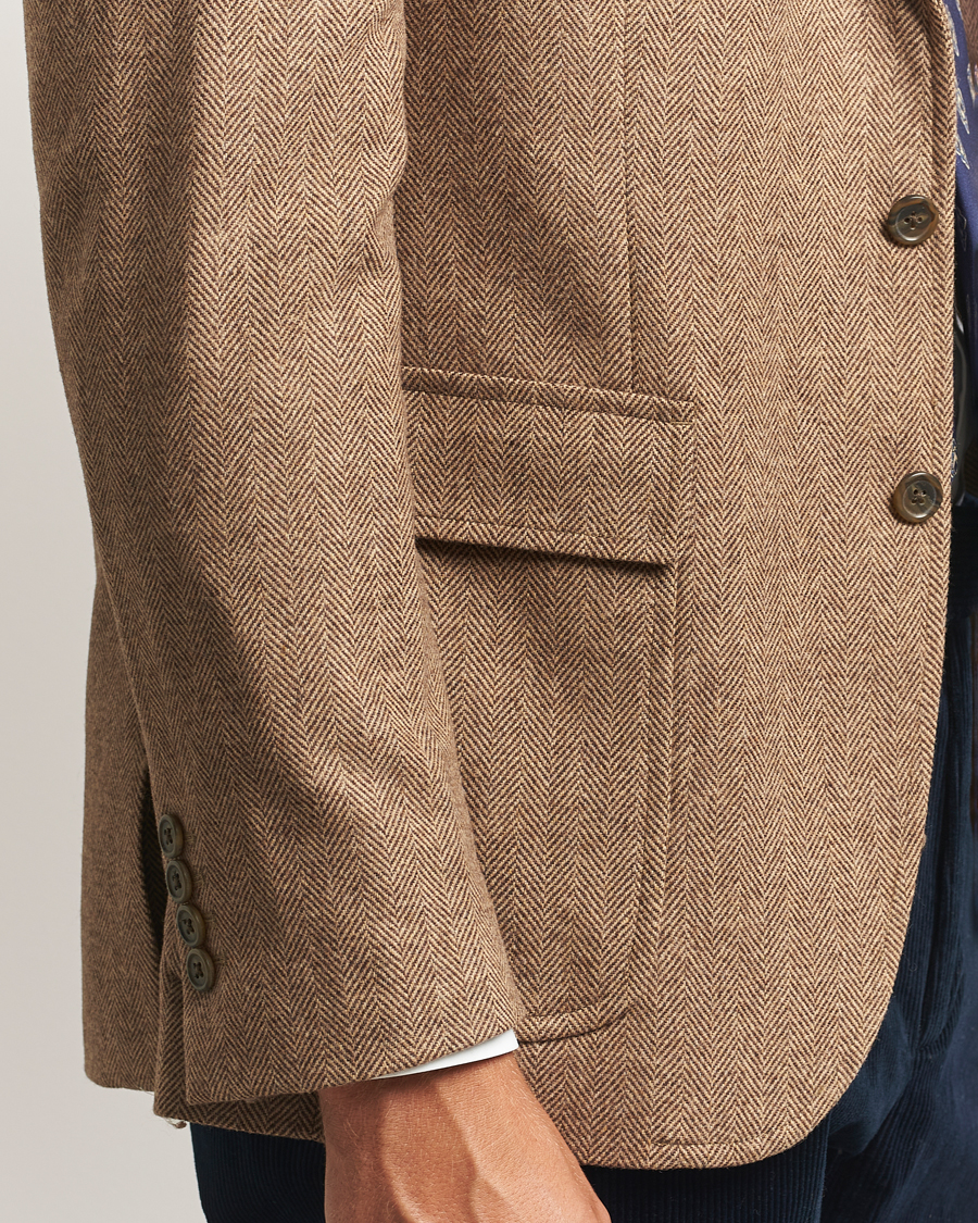 Men | Blazers | Polo Ralph Lauren | Single Breasted Herringbone Sportcoat Brown/Tan