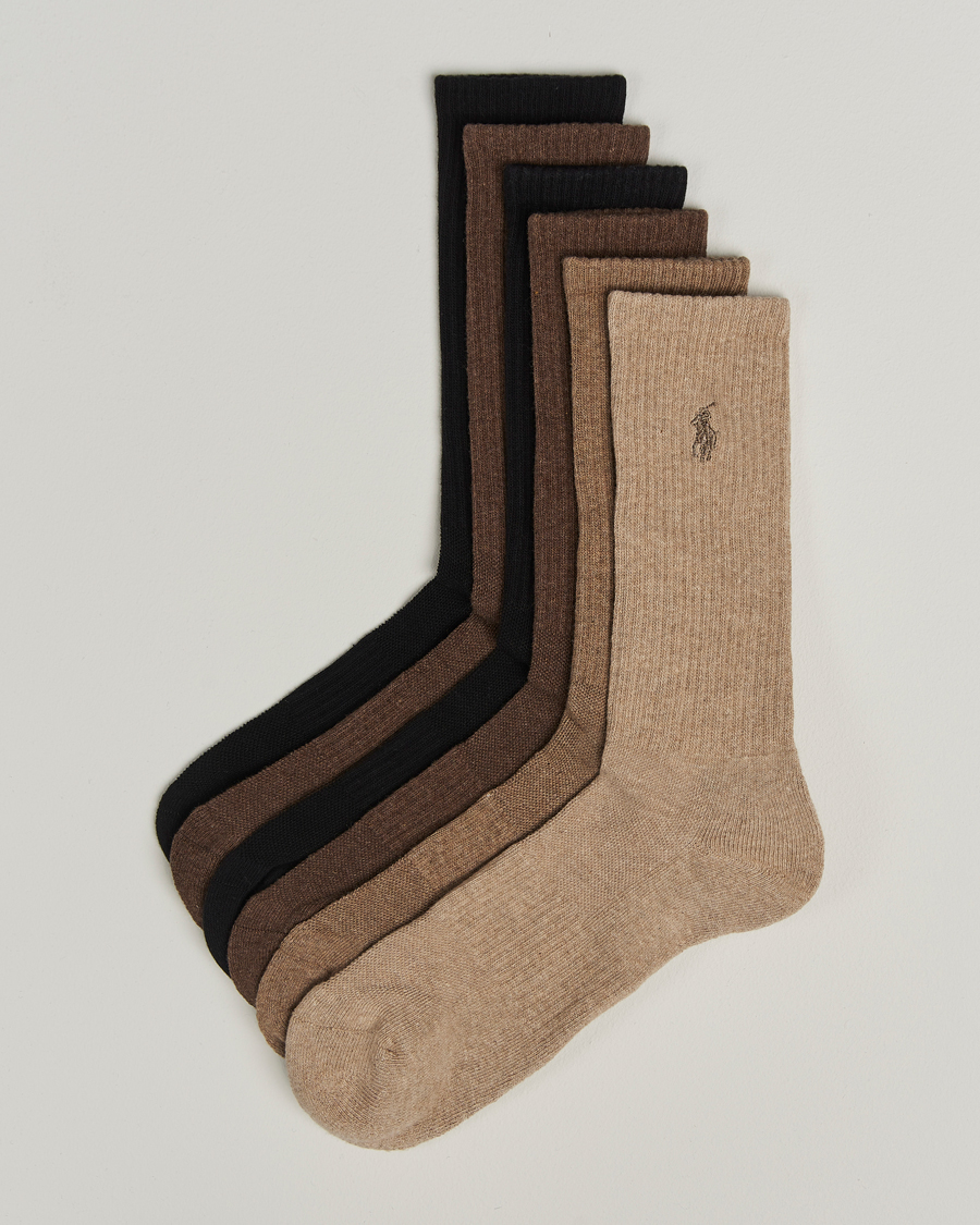Men | Underwear & Socks | Polo Ralph Lauren | 6-Pack Cotton Rib Sock Brown Assorted