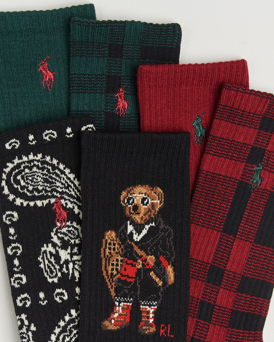 Men | Underwear & Socks | Polo Ralph Lauren | 6-Pack Crew Sock Red/Green/Black