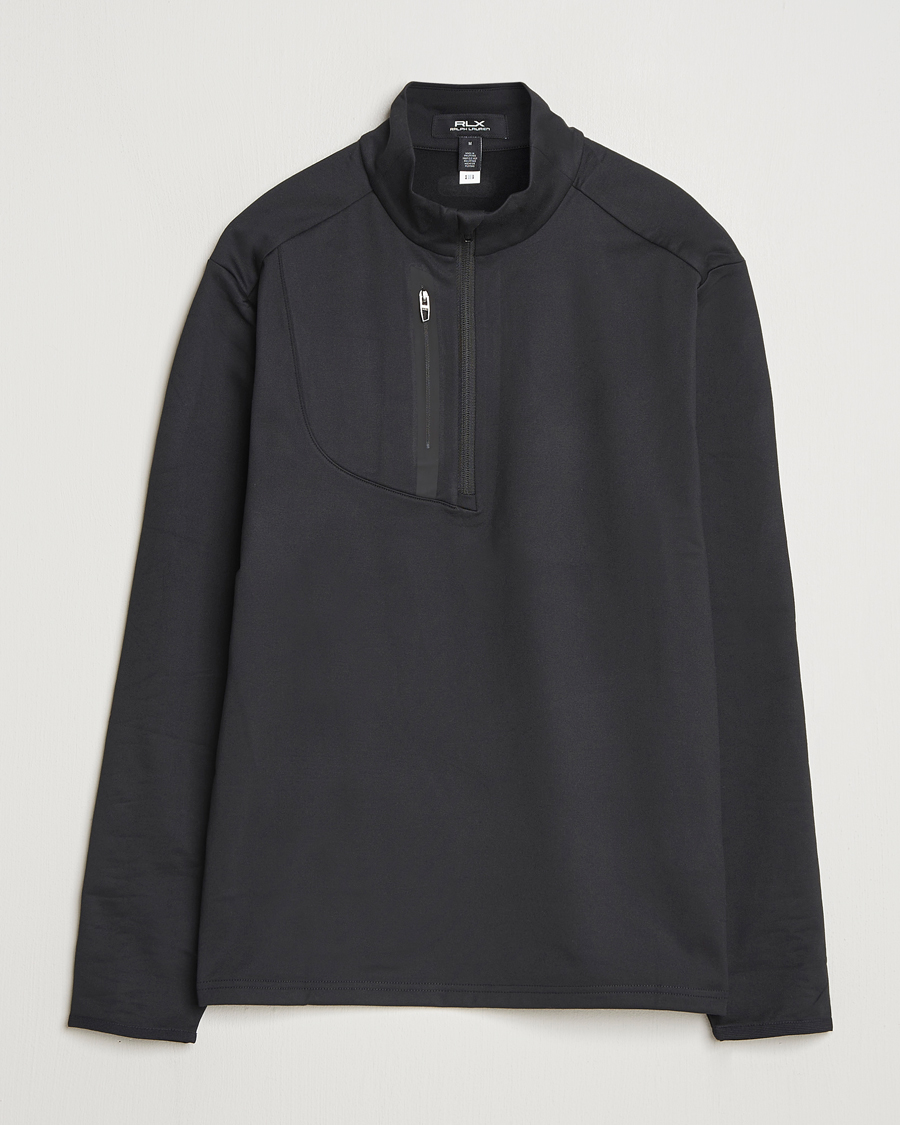 Men | Golf Clothing | RLX Ralph Lauren | Luxury Jersey Half Zip Polo Black
