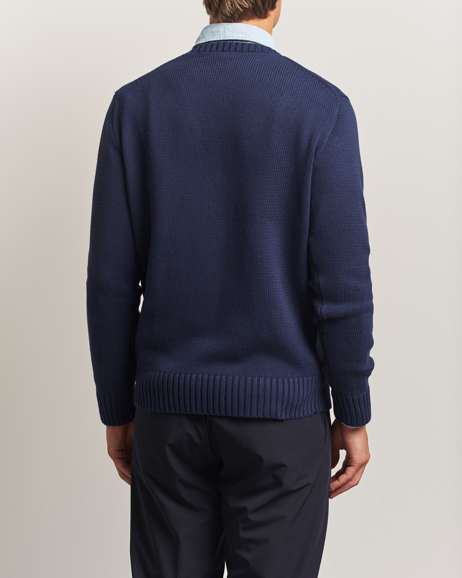 Men | Sweaters & Knitwear | RLX Ralph Lauren | Cotton Crew Neck Bear Sweater Refined Navy