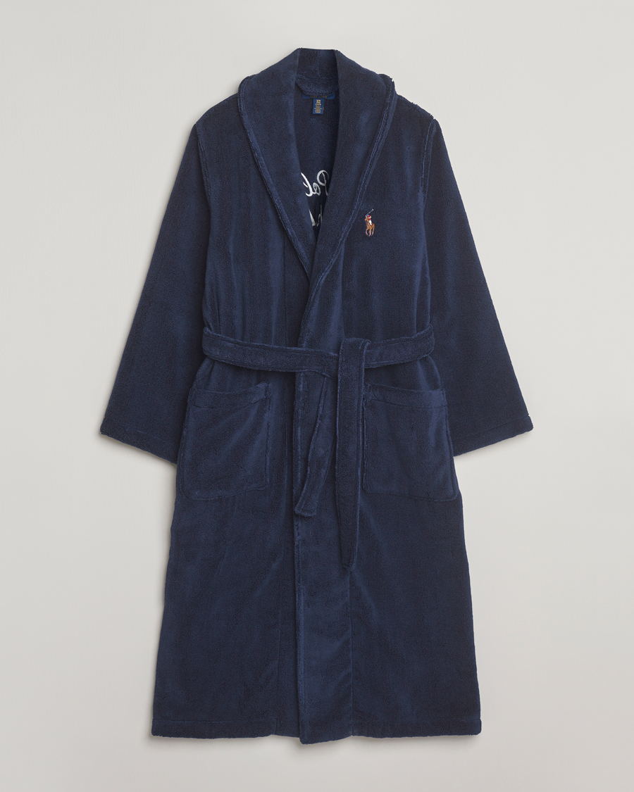 Men | Pyjamas & Robes | Polo Ralph Lauren | Cotton Terry Logo Robe Cruise Navy