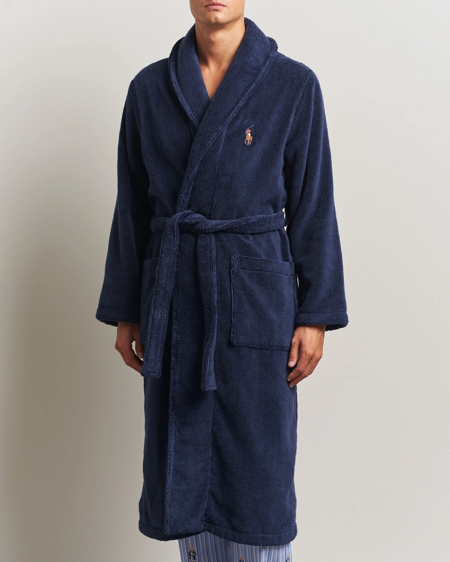 Men | Pyjamas & Robes | Polo Ralph Lauren | Cotton Terry Logo Robe Cruise Navy