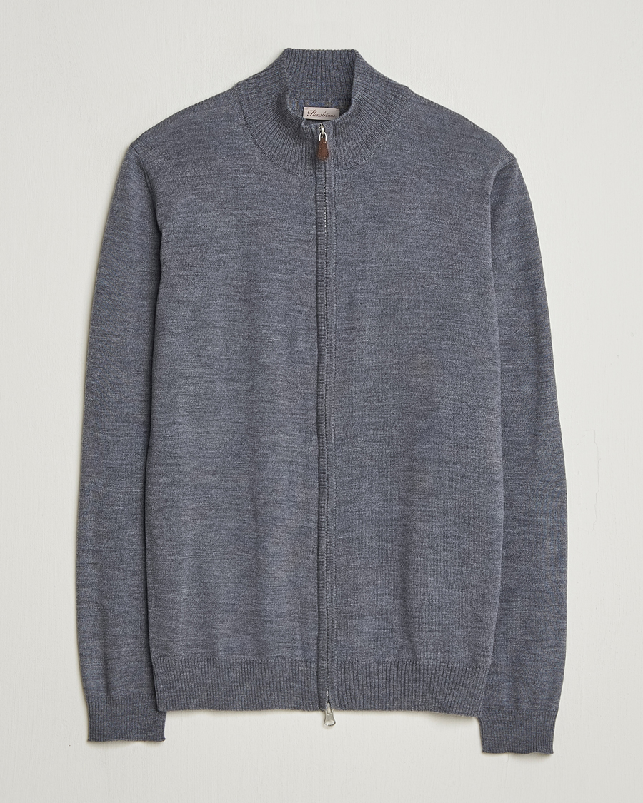 Men | Sweaters & Knitwear | Stenströms | Merino Full Zip Grey