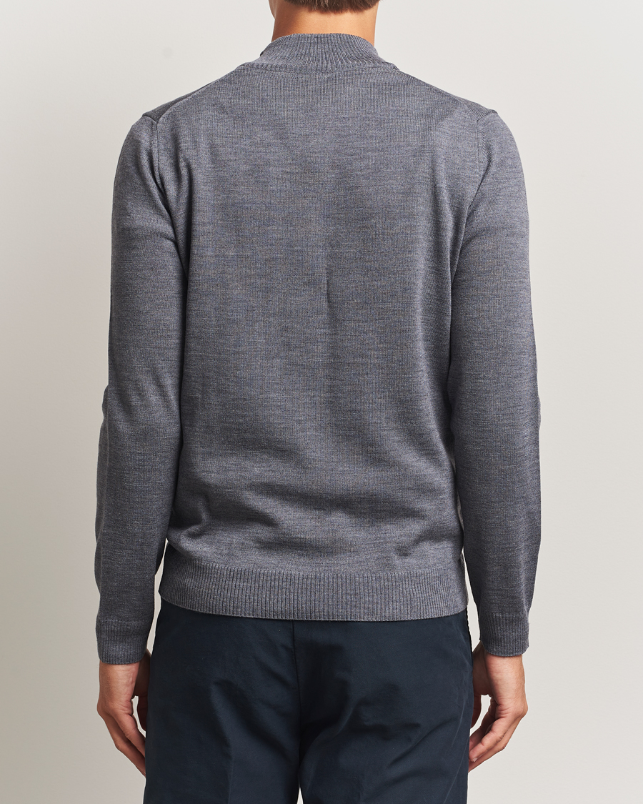 Men | Sweaters & Knitwear | Stenströms | Merino Half-Zip Grey