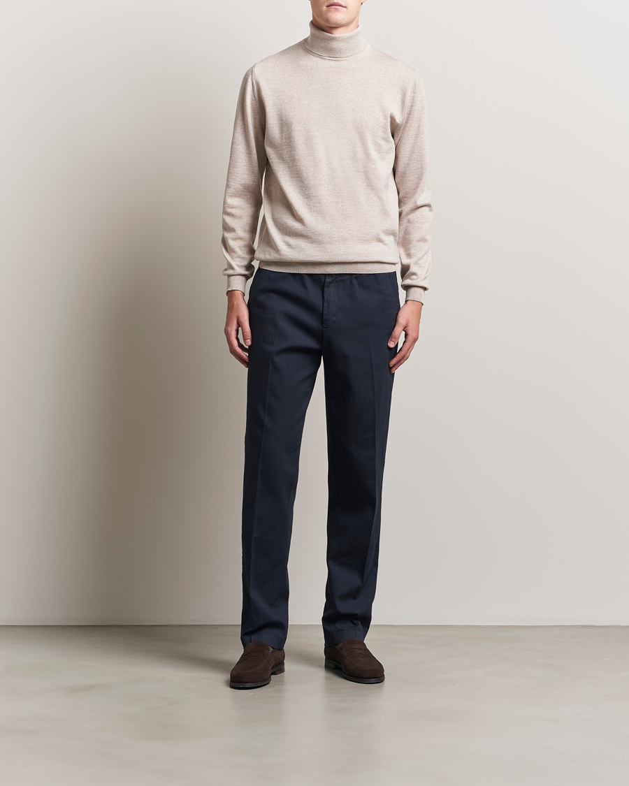 Men | Sweaters & Knitwear | Stenströms | Merino Rollneck Beige