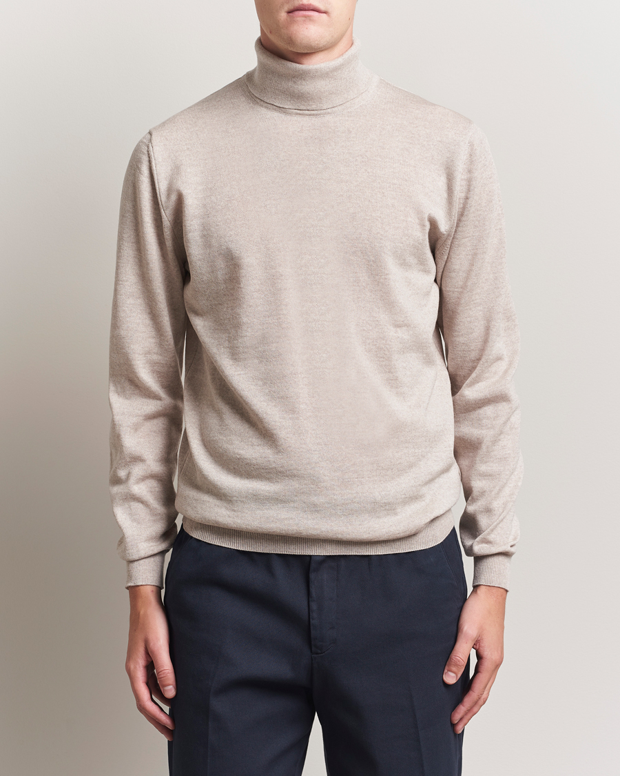 Men | Sweaters & Knitwear | Stenströms | Merino Rollneck Beige
