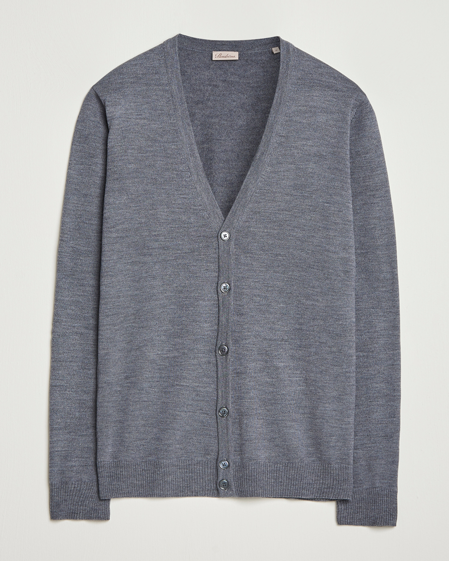 Men | Sweaters & Knitwear | Stenströms | Merino Cardigan Grey
