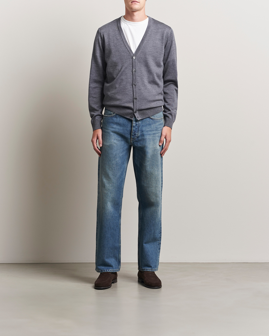 Men | Sweaters & Knitwear | Stenströms | Merino Cardigan Grey