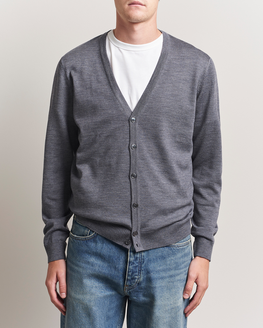 Men | Sweaters & Knitwear | Stenströms | Merino Cardigan Grey