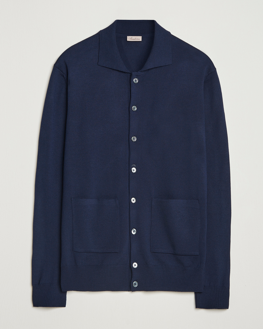 Men | Sweaters & Knitwear | Stenströms | Merino Pocket Cardigan Navy