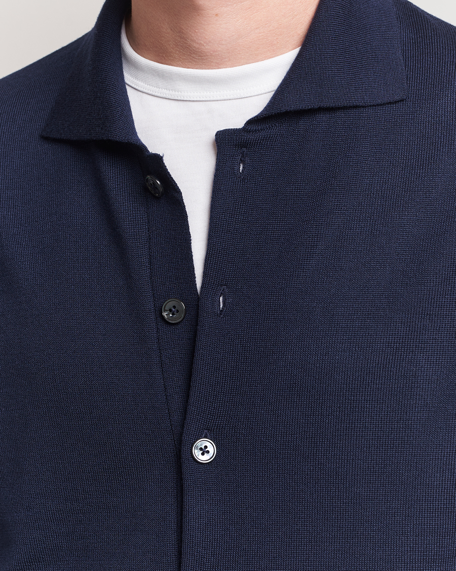 Men | Sweaters & Knitwear | Stenströms | Merino Pocket Cardigan Navy