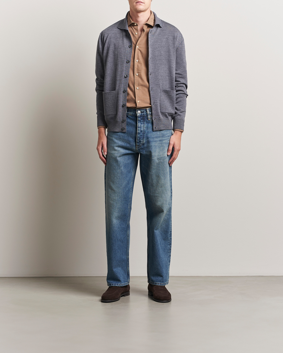 Men | Sweaters & Knitwear | Stenströms | Merino Pocket Cardigan Grey
