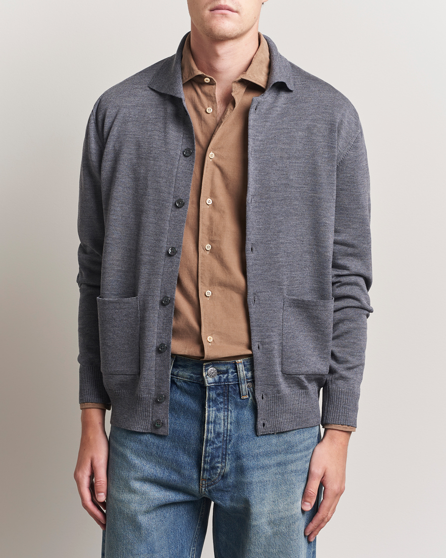 Men | Sweaters & Knitwear | Stenströms | Merino Pocket Cardigan Grey