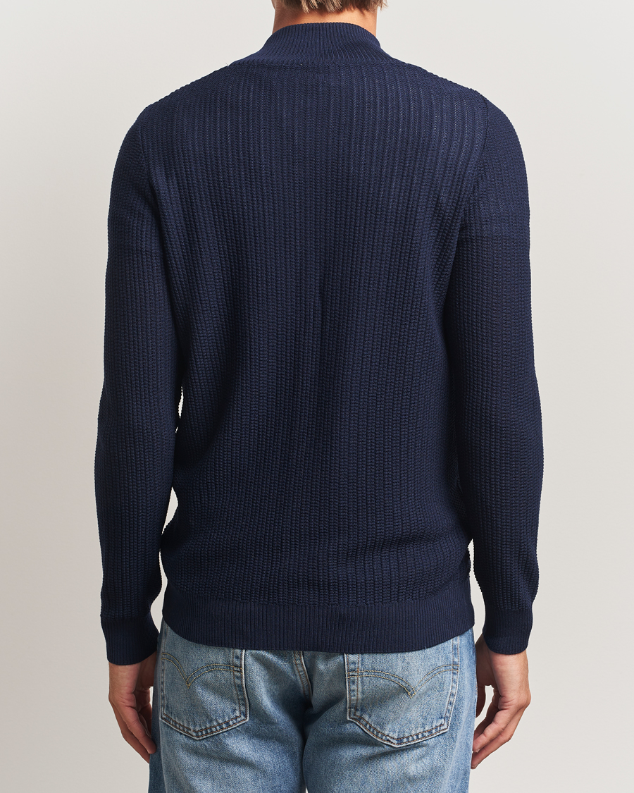 Men | Sweaters & Knitwear | Stenströms | Knitted Structure Cardigan Navy