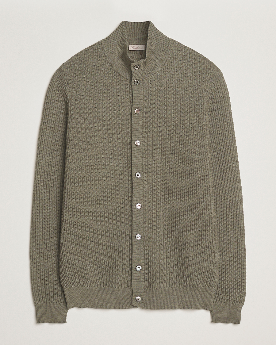 Men | Sweaters & Knitwear | Stenströms | Knitted Structure Cardigan Green