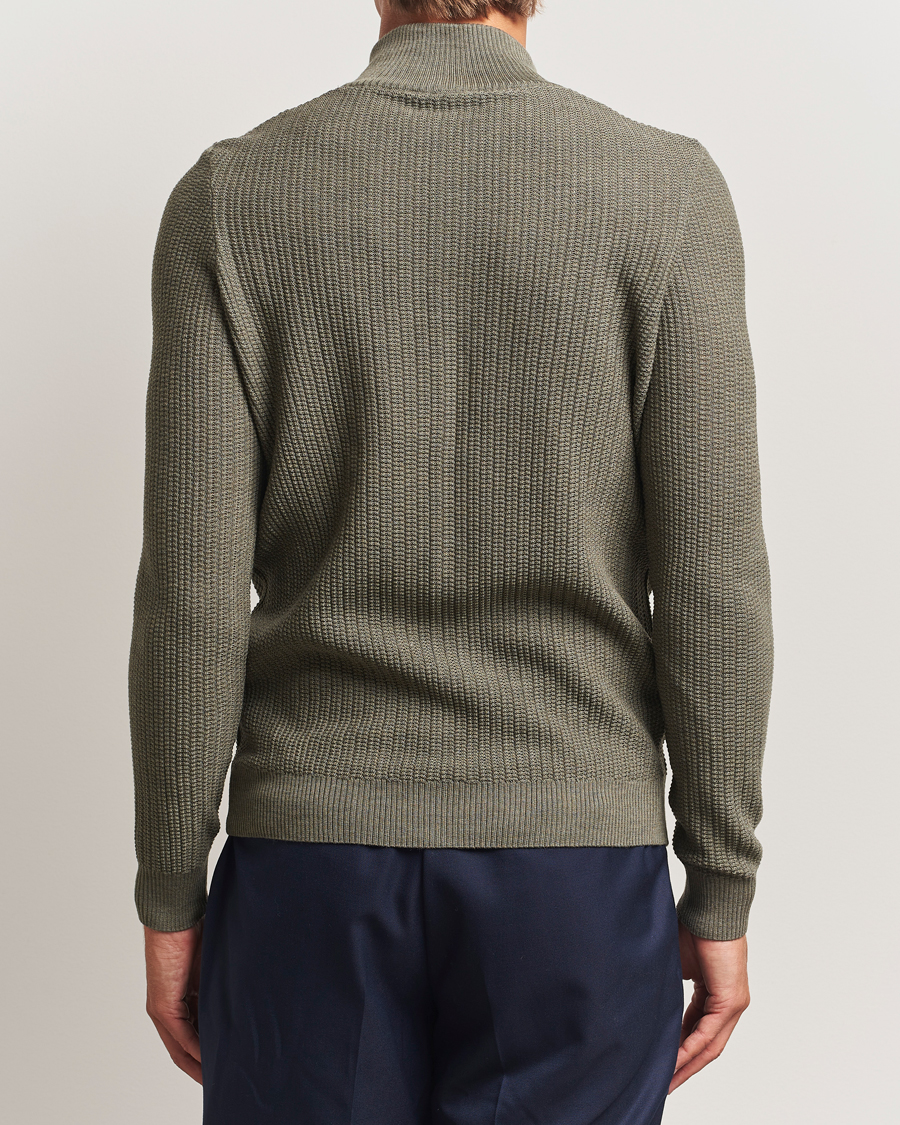 Men | Sweaters & Knitwear | Stenströms | Knitted Structure Cardigan Green
